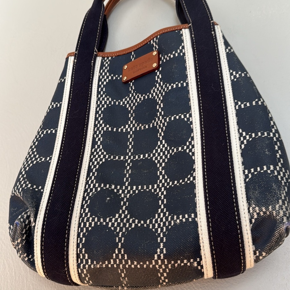 Kate Spade canvas Navy and Brown geometric print Women's Bag - Picture 3 of 10